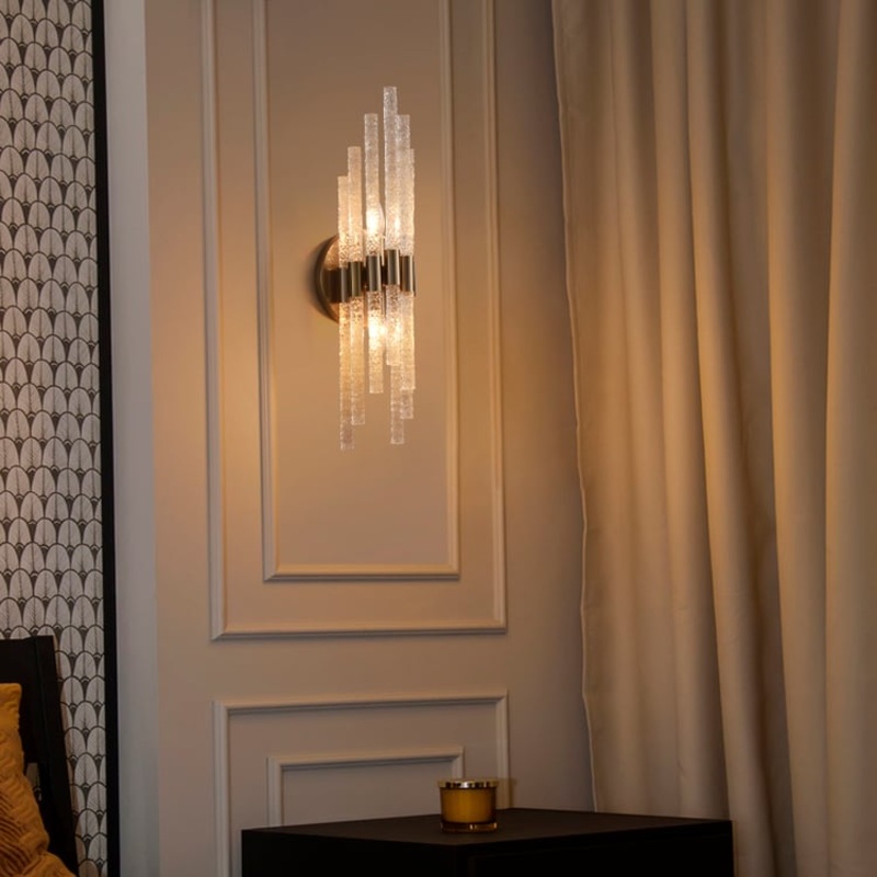 Morden Minimalist Irregular Water Ripple Glass Copper Wall Sconce