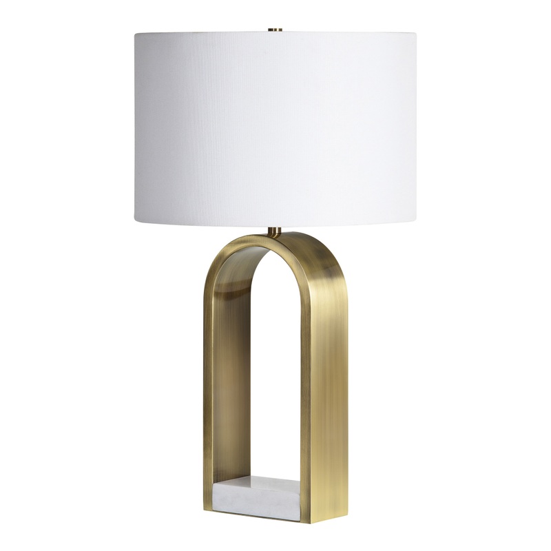 Napier White Marble And Brushed Brass Arch Table Lamp