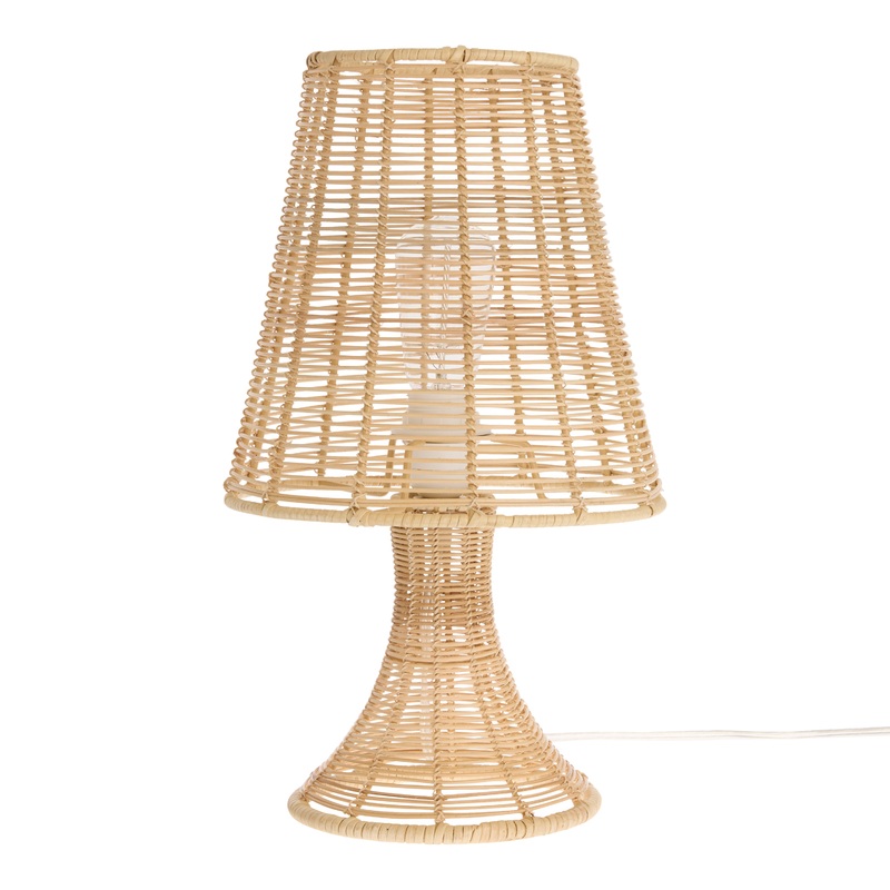 Natural Rattan Tapered Open Weave Table Lamp