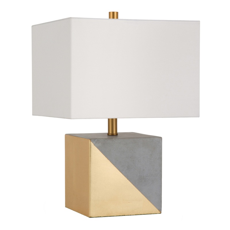 Raglan Square Gold and Gray Concrete Dipped Cube Table Lamp