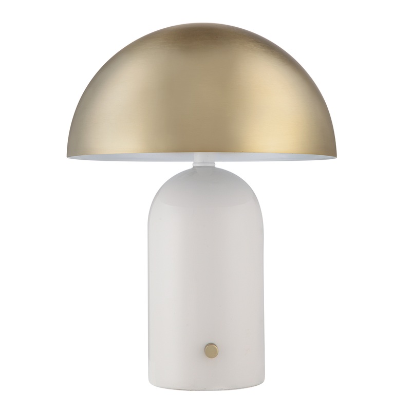 Solero White Ceramic and Metal Dome Table Lamp