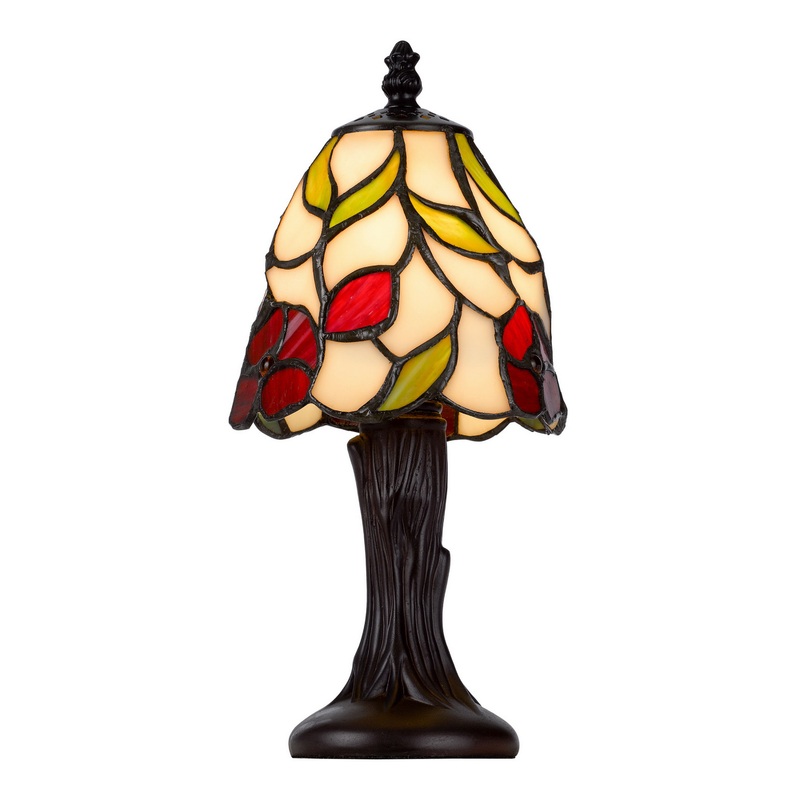 Tiffany White Stained Glass Red Rose Accent Lamp
