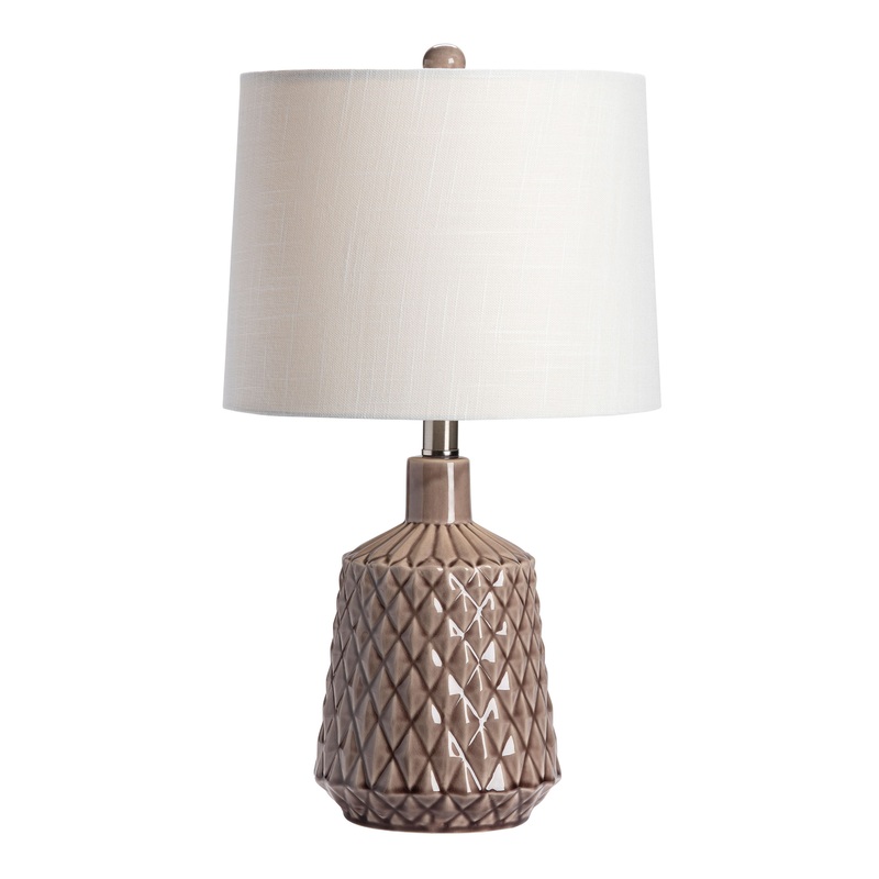 Tusten Brown Ceramic Embossed Geometric Table Lamp