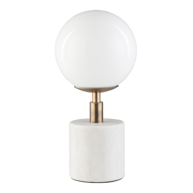 Una White Marble And Antique Brass Table Lamp