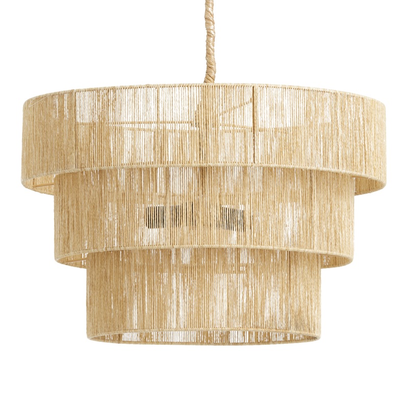 Ava Abaca Rope Tiered 3 Light Pendant Lamp