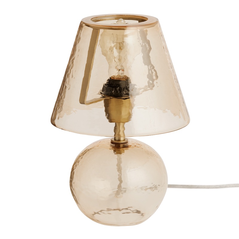 Becca Mini Glass and Brass Metal Textured Table Lamp