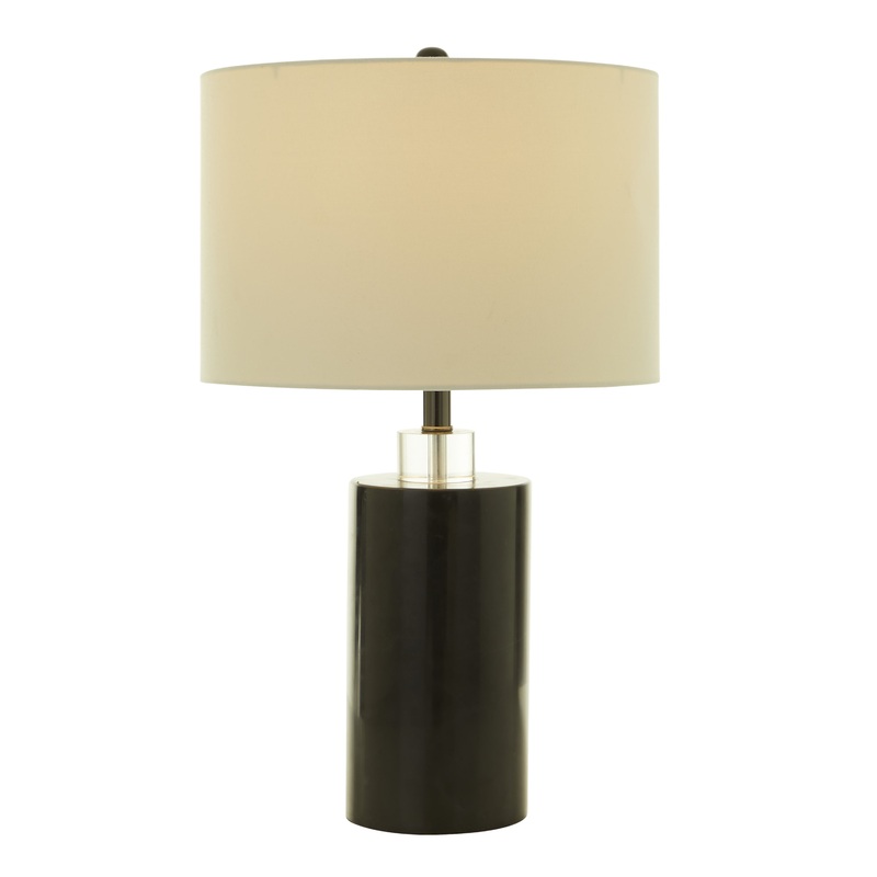 Black Marbled Ceramic and Acrylic Modern Table Lamp