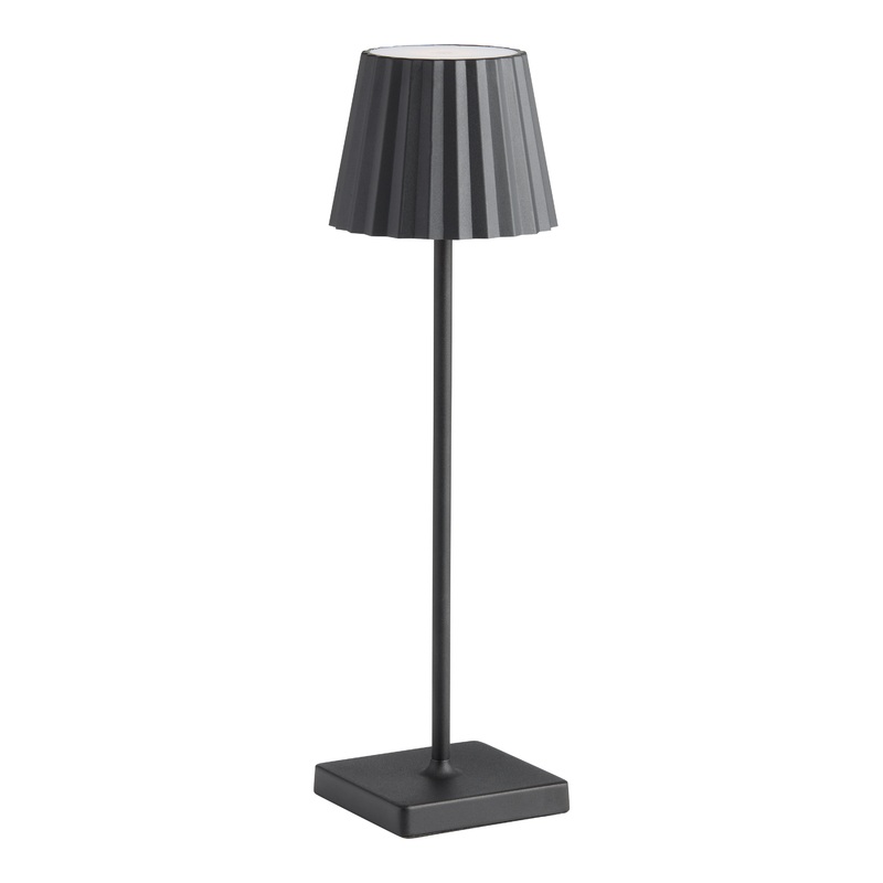Black Metal Fluted Dimmable LED Portable Touch Lamp