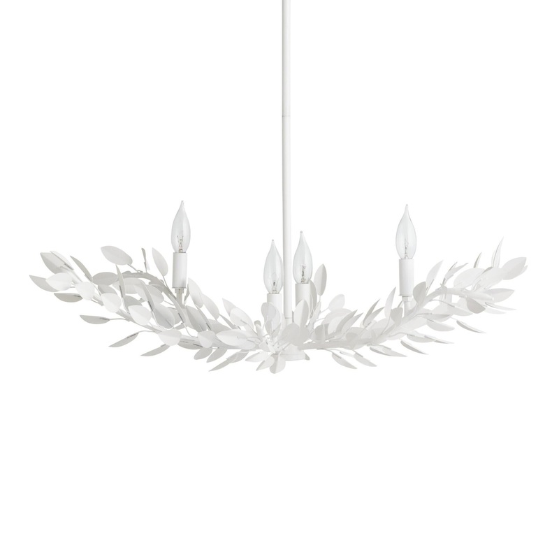 Calla White Metal Leaf 4 Light Chandelier