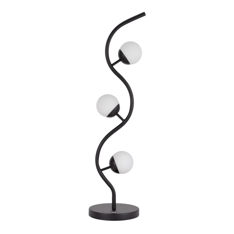 Calliope Black Metal Wave and 3 Light LED Globe Table Lamp