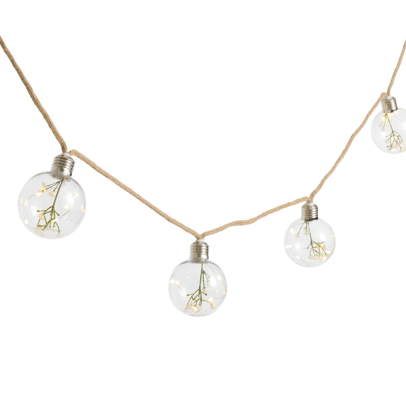 Faux Floral Fairy LED 10 Globe Battery Operated String Lights