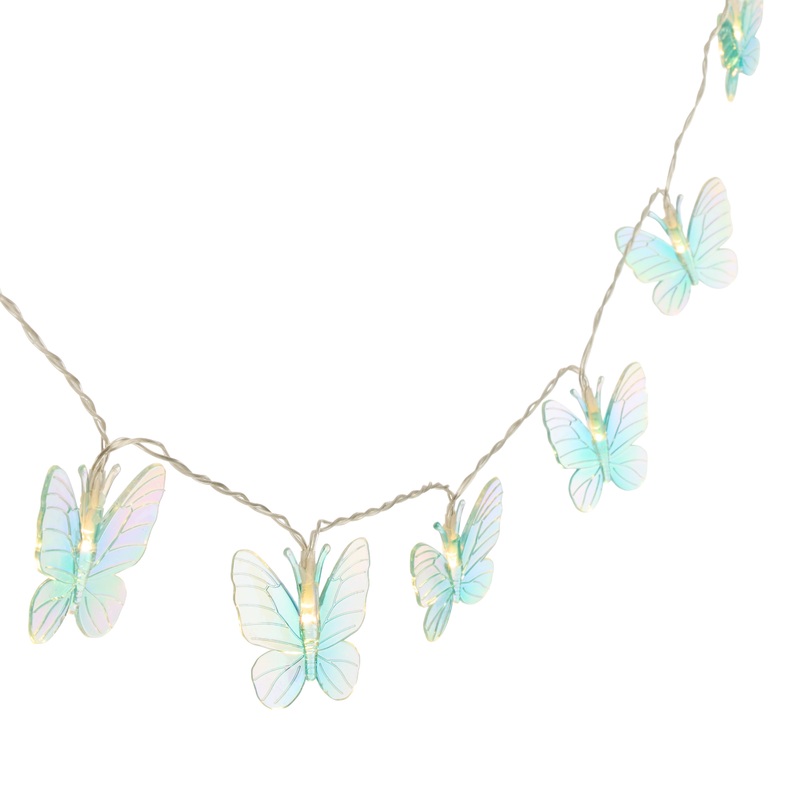 Iridescent Blue Butterfly LED Battery Operated String Lights