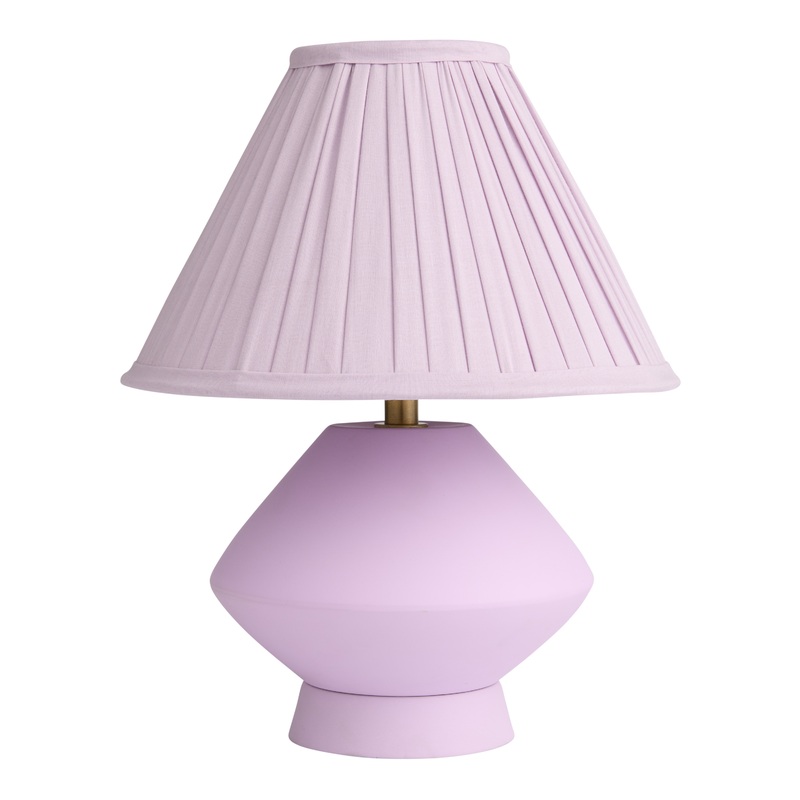 Lilac Purple Metal Pleated Empire Shade Table Lamp