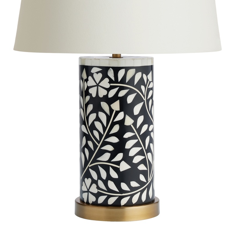 Marga Black And White Floral Bone Inlay Table Lamp Base