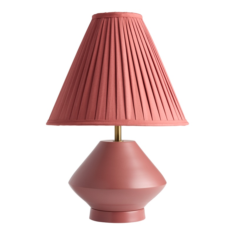 Marsala Red Metal Pleated Empire Shade Table Lamp