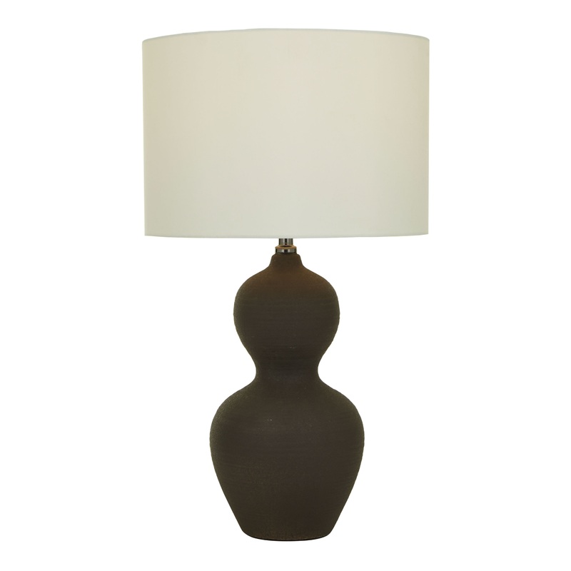 Matte Black Ceramic Double Gourd Modern Table Lamp