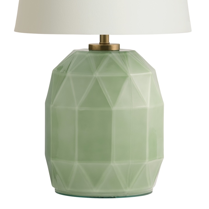 Milky Jade Green Glass Faceted Geo Table Lamp Base
