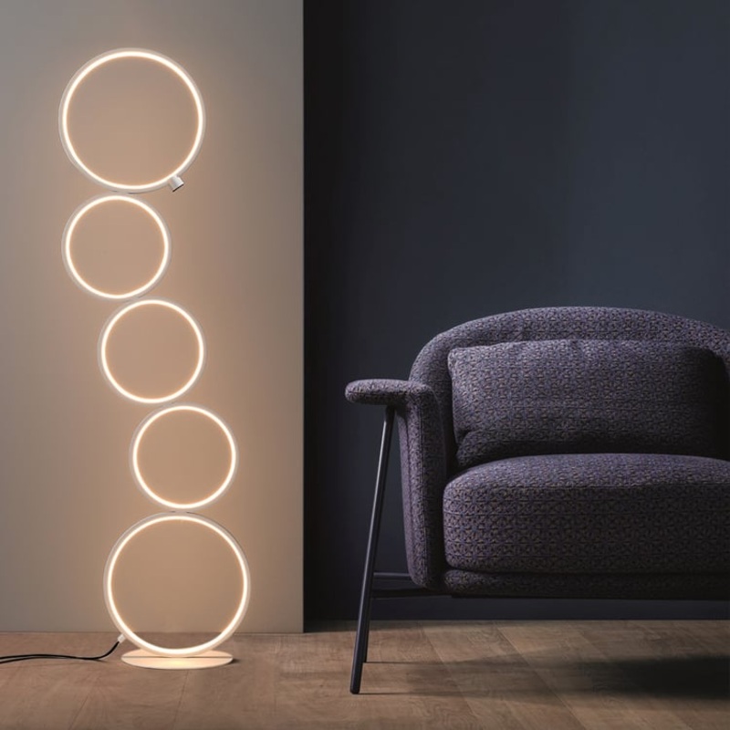 Multi-Head White Integrated LED Floor Lamp Geometric Standing Light