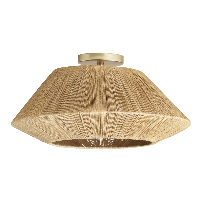 Natural Jute Woven Semi Flush Mount Ceiling Light