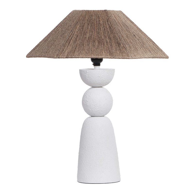 Oliver White Iron and Jute Rope Empire Shade Table Lamp