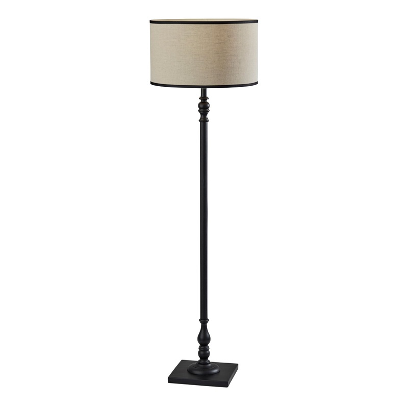 Picton Black Wood Turned Floor Lamp