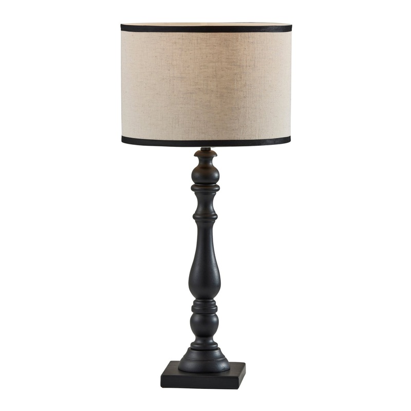 Picton Black Wood Turned Table Lamp