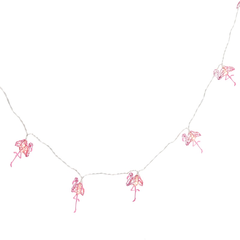 Pink Flamingo LED 10 Bulb Battery Operated String Lights