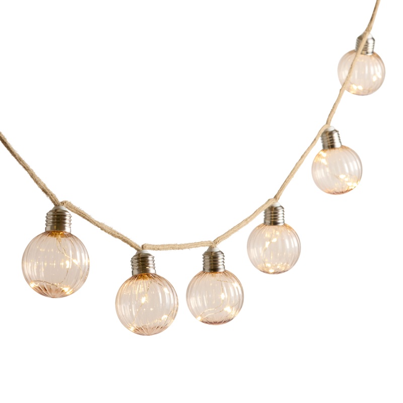 Pink Solar Fairy LED 10 Globe Battery Operated String Lights