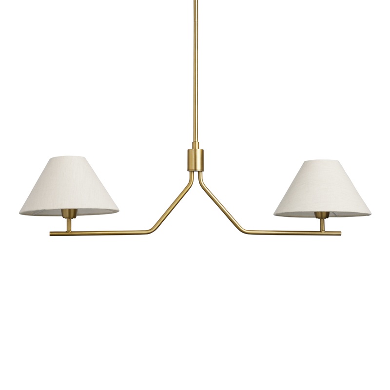 Posie Antique Brass Metal Empire Shade 2 Light Chandelier