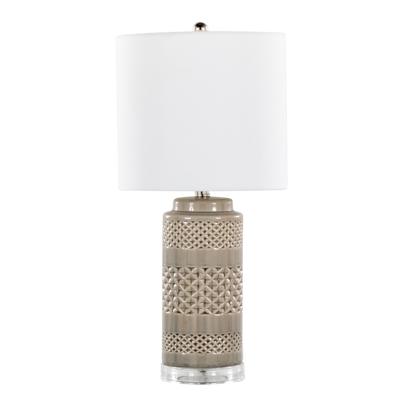 Ramon Opal Gray Textured Ceramic Table Lamp 2 Piece Set