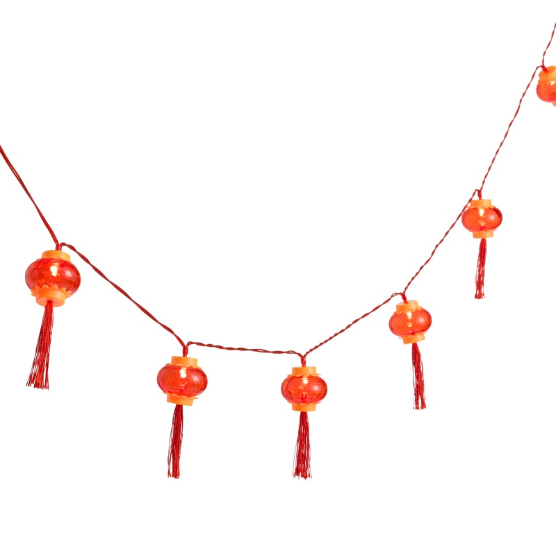 Red Lantern LED 20 Bulb Battery Operated String Lights