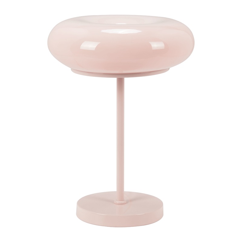 Sophia Blush Metal and Glass Donut Retro Table Lamp