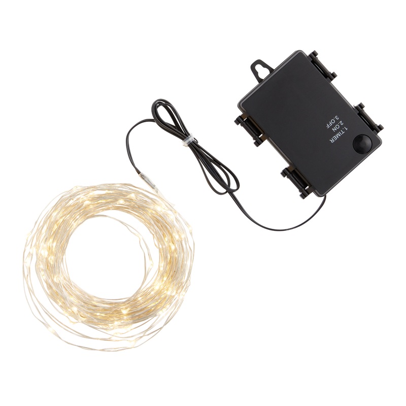 White Micro LED 150 Bulb Battery Operated String Lights