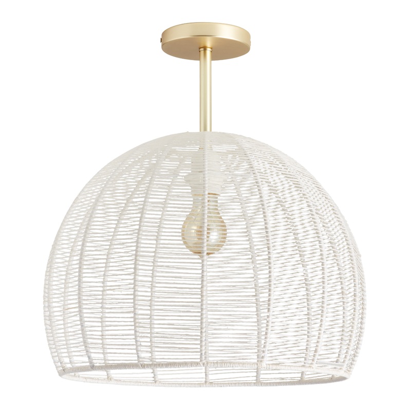White Paper Rope Dome Semi Flush Mount Ceiling Light