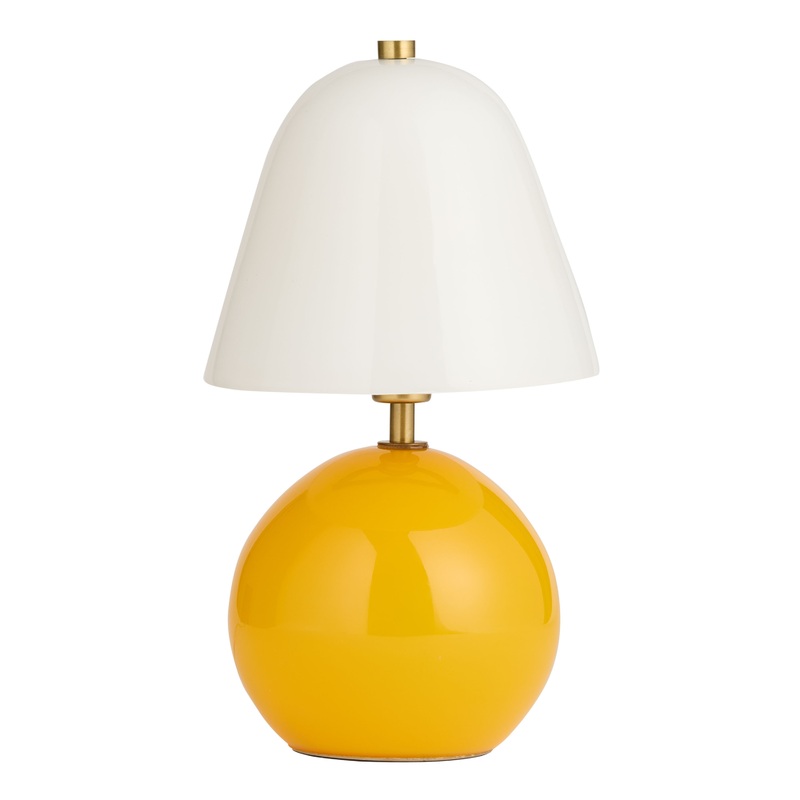Yellow and White Blown Glass Orb Bell Shade Table Lamp