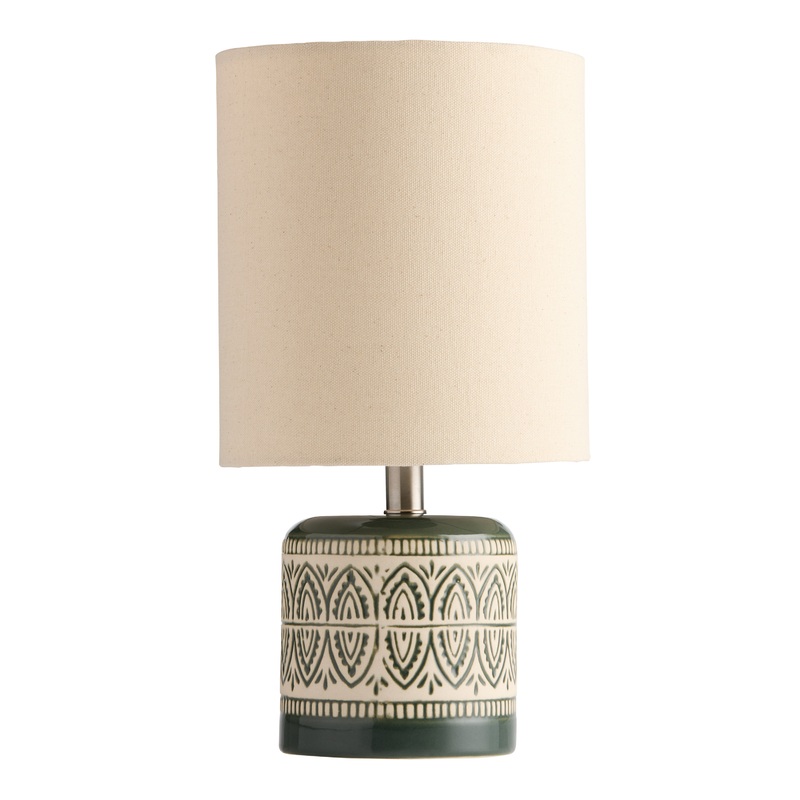 Yucca Mini Green and Oatmeal Ceramic Botanical Table Lamp