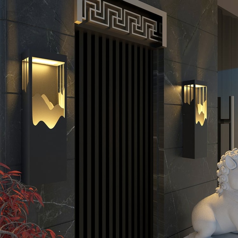 26″ Modern Flush Mounted LED Outdoor Lighting Wall Sconces Layered Cuboid