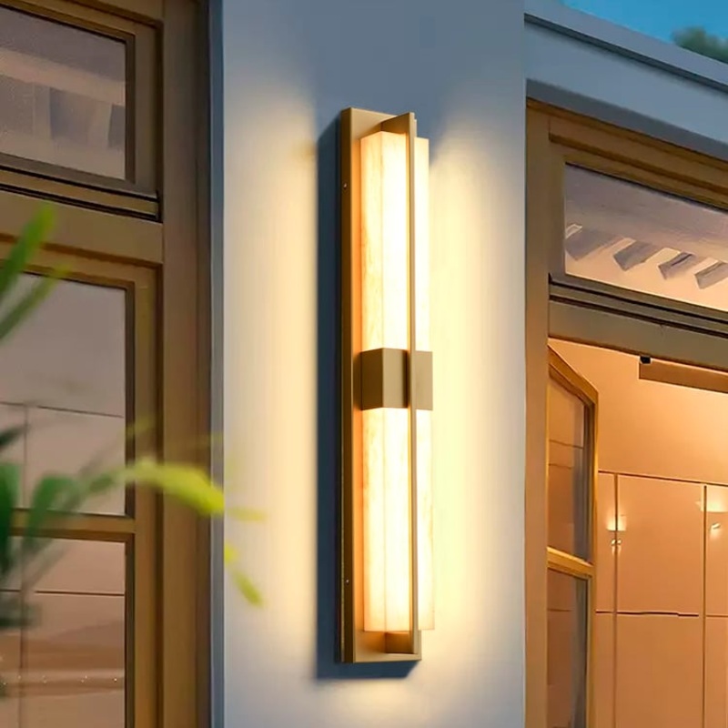 31″ Gold LED Outdoor Wall Lighting Modern Waterproof IP65 Outside Wall Sconce for House