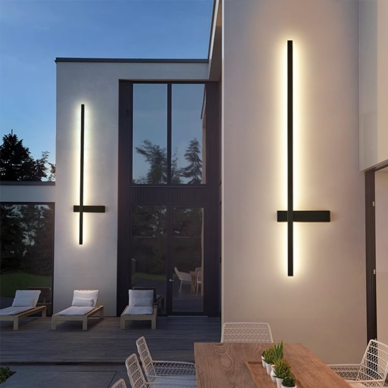 35″ LED Long Strip Outdoor Wall Lighting Waterproof IP65 Outside Wall Sconce in Black