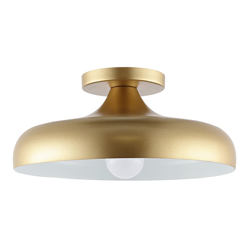 Alessia Gold And White Metal Semi Flush Mount Ceiling Light