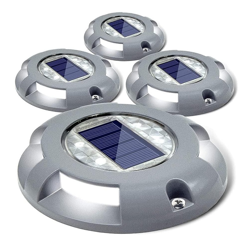 Angel Sar 4-Pack White Solar Deck Lights, Outdoor Waterproof Deck Solar Powered LED Light for Step Sidewalk Stair Pathway TG29YG86