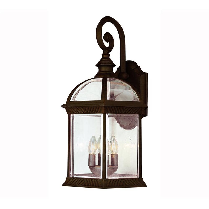 Bel Air Lighting Wentworth 3-Light Rust Outdoor Wall Light Fixture with Clear Glass 44181 RT