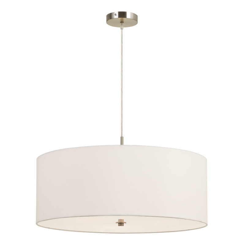 Billie Large White Fabric Drum 3 Light Pendant Lamp