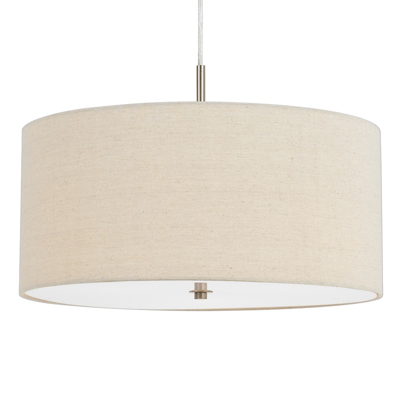 Billie Small Natural Linen Drum 3 Light Pendant Lamp