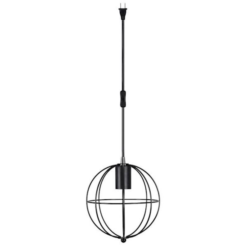 Black Metal Cage Hanging Pendant Light, 10″