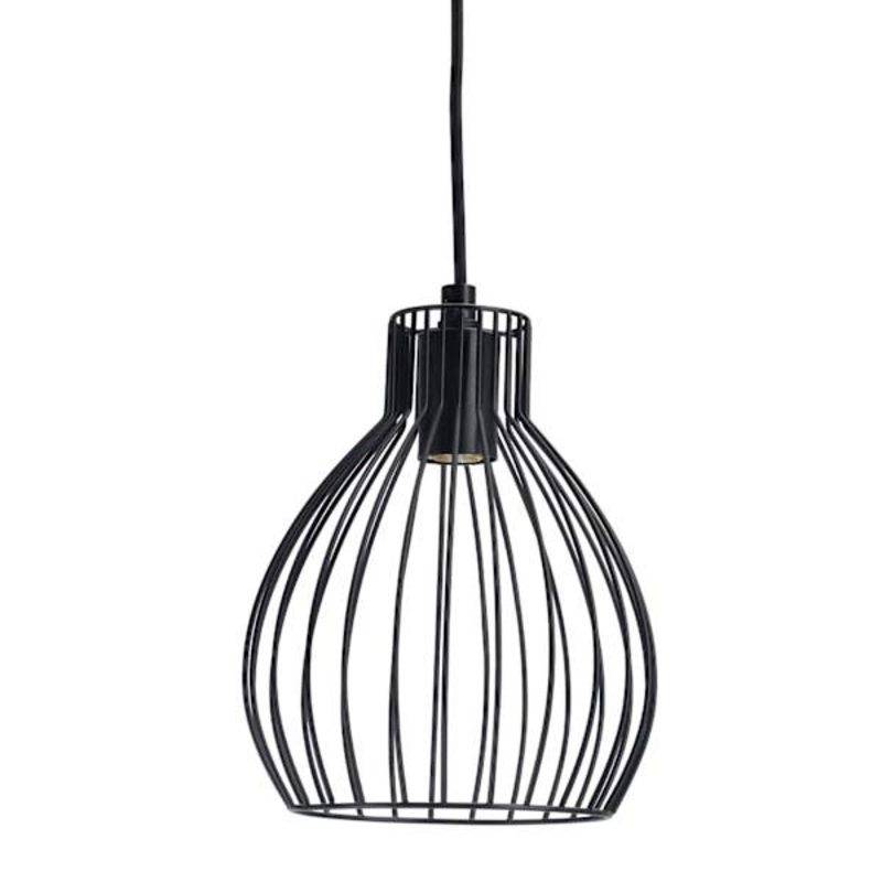 Black Metal Wire Hardwire Pendant Light, 10″