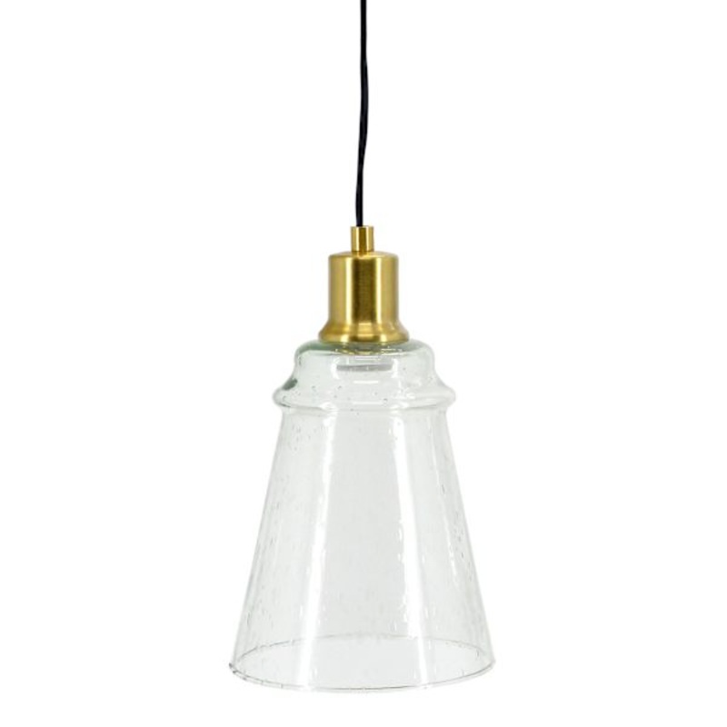 Brass Seeded Glass Hardwire Pendant Light, 11″