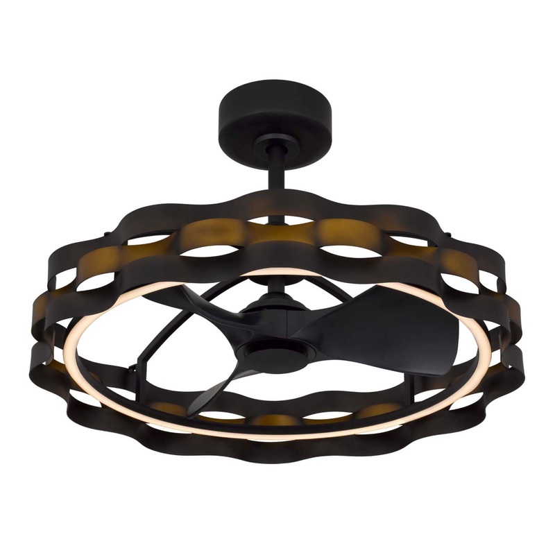 Cheney Bronze and Black Wavy Ceiling Light with Fan