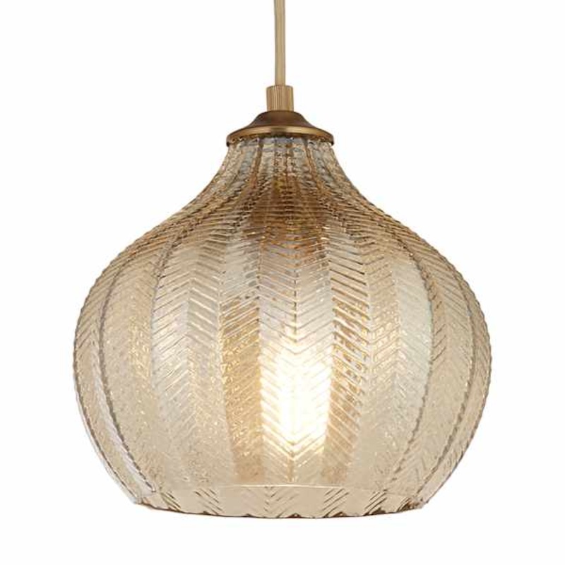 Chevron Glass Pendant Light, 9″