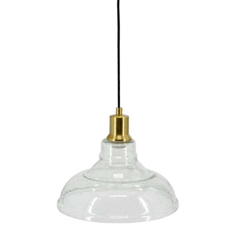 Clear Turned Glass Hardwire Pendant Light, 10″